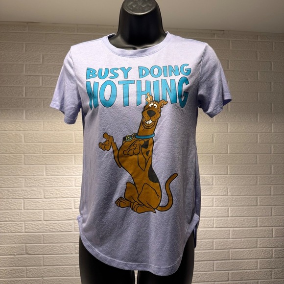Scooby Doo Busy Doing Nothing Graphic T-Shirt Kids Cartoon Tee - Picture 1 of 4